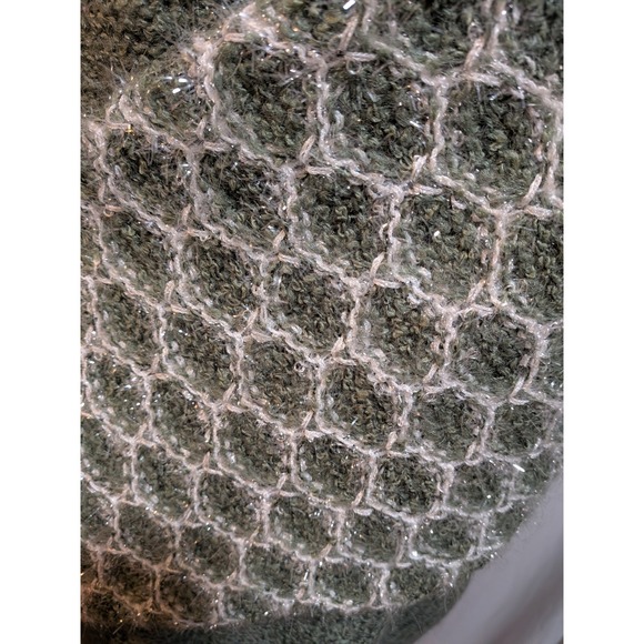 Boho Cottagecore Chunky Fuzzy Green White Sparkle Knitted Cardigan Jacket Snaps‎ - Picture 11 of 13